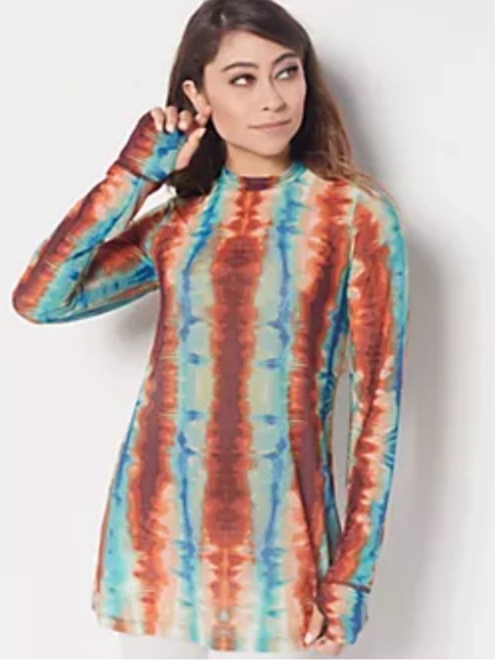 Women’s Tie Dye Print Sheer Mesh Top - LOGO by Lori Goldstein QVC